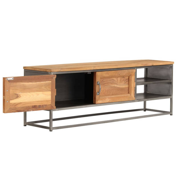 The Living Store Tv-kast Rustieke Charme - 120 x 30 x 40 cm - Gerecycled Teakhout en Stalen Frame