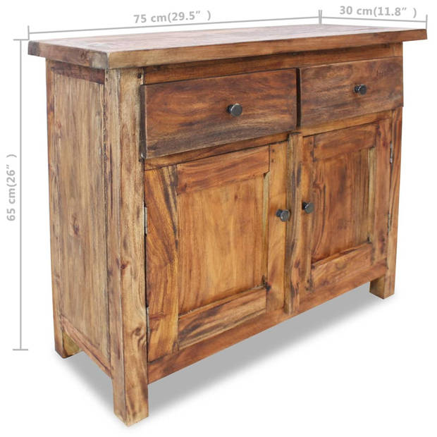 The Living Store Houten Dressoir - Vintage Stijl - 75 x 30 x 65 cm - Massief Gerecycled Hout