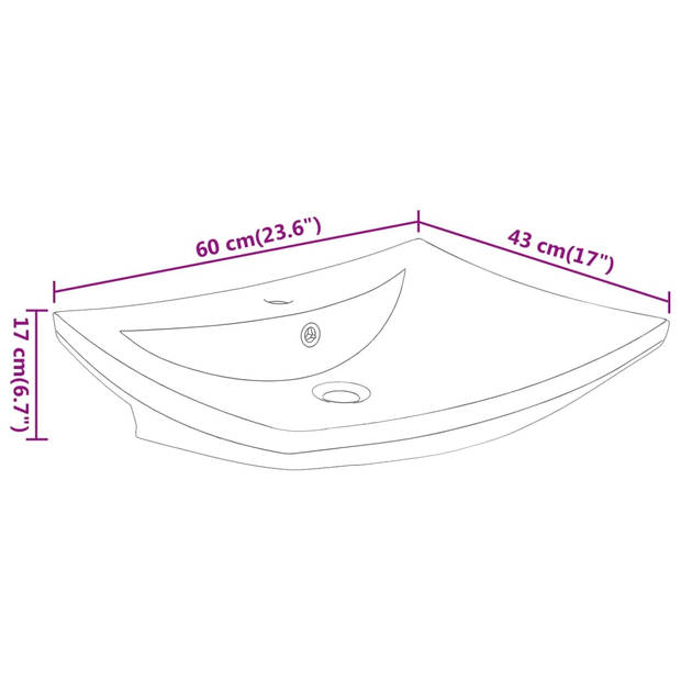 vidaXL Wastafel met overloop en kraangat rechthoekig keramiek