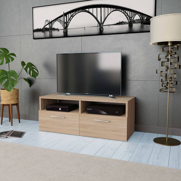 The Living Store TV-meubel Modern Eiken - 95 x 35 x 36 cm - met 2 schappen en 2 kasten