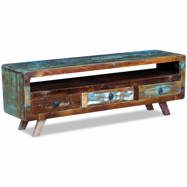 The Living Store Tv-meubel Antieke Stijl - 120 x 30 x 40 cm - Gerecycled Hout