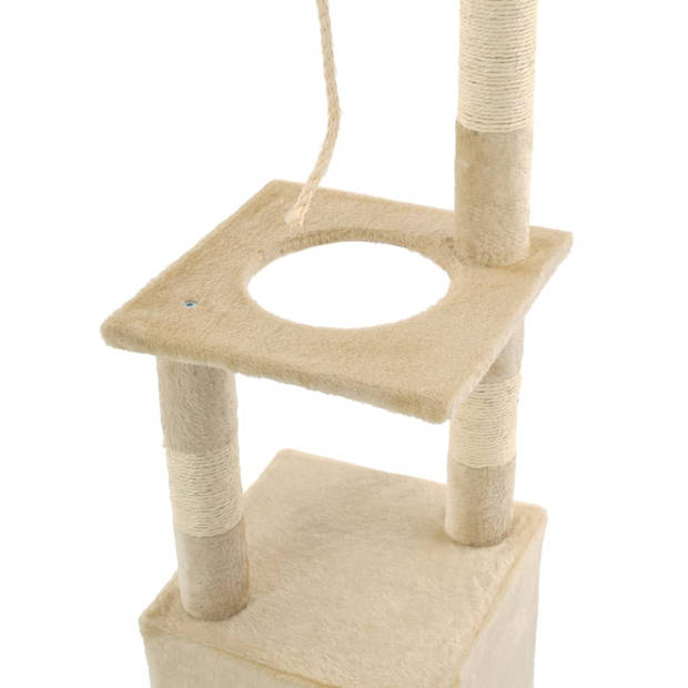 The Living Store Kattenboom - Krabpaal 109cm - Beige - Polyester - pluche - sisal