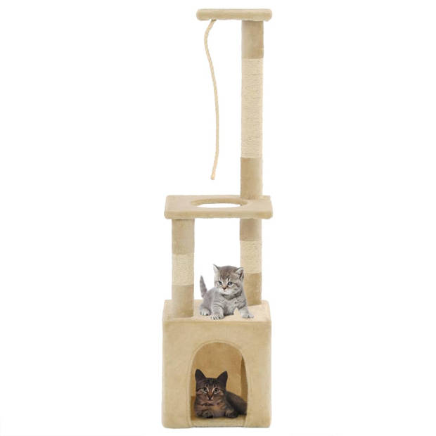 The Living Store Kattenboom - Krabpaal 109cm - Beige - Polyester - pluche - sisal