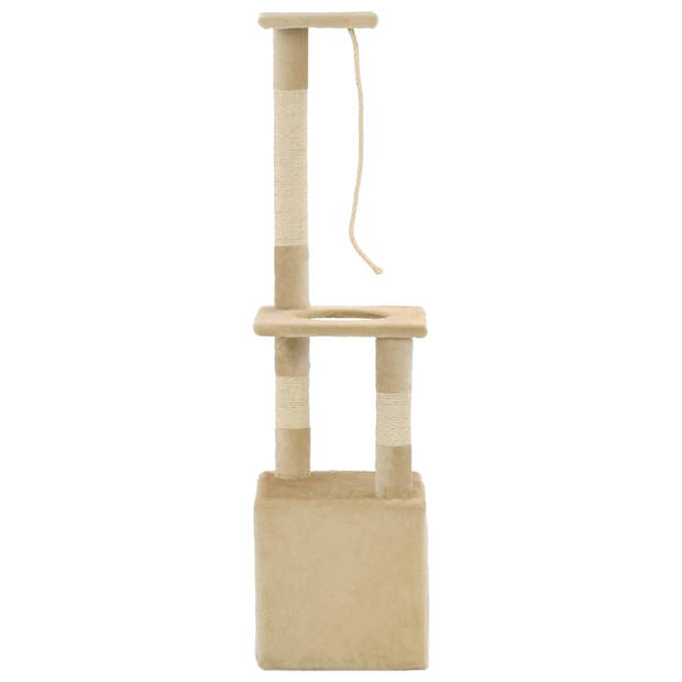 The Living Store Kattenboom - Krabpaal 109cm - Beige - Polyester - pluche - sisal