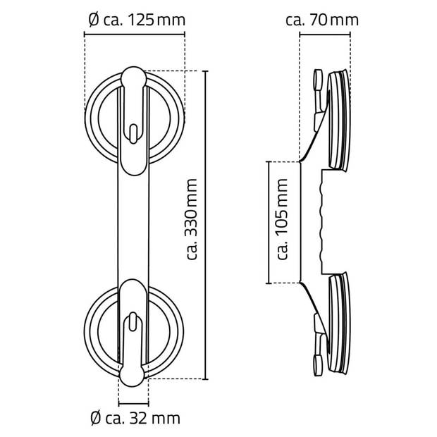 RIDDER Handgreep zuignappen 12 cm 100 kg A0150201