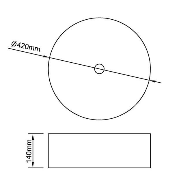 The Living Store Keramische Wasbak - Zwart - 420x140mm - Met Afvoer - Boven Aanrecht