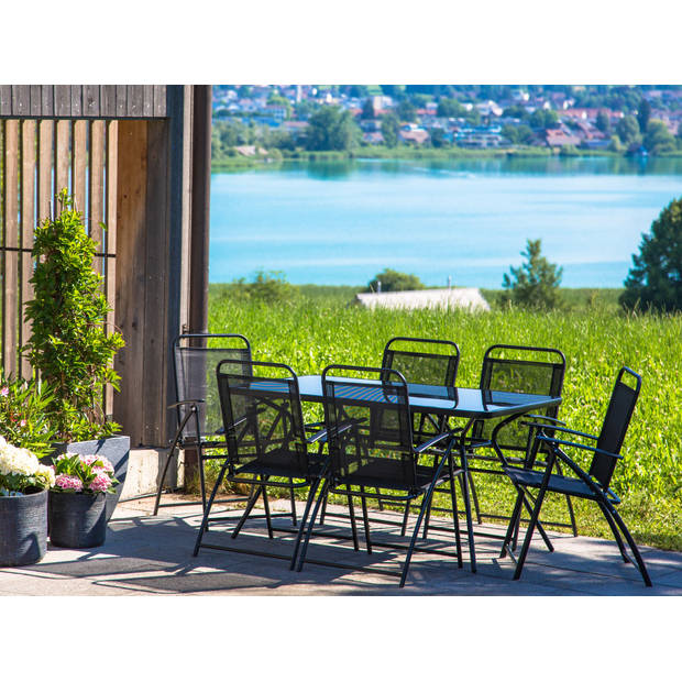 Beliani LIVO - Tuintafel-Zwart-Staal