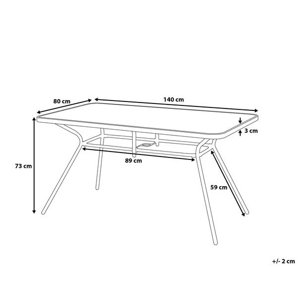 Beliani LIVO - Tuintafel-Zwart-Staal