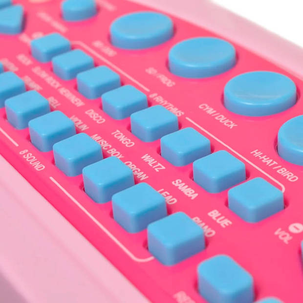 vidaXL Speelgoedkeyboard met krukje/microfoon en 37 toetsen roze