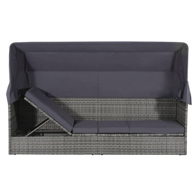 vidaXL Tuinbed met luifel 205x62 cm poly rattan grijs