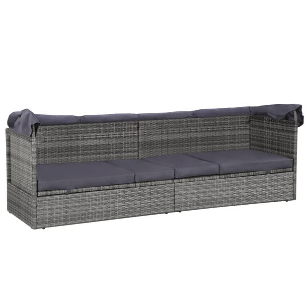 vidaXL Tuinbed met luifel 205x62 cm poly rattan grijs