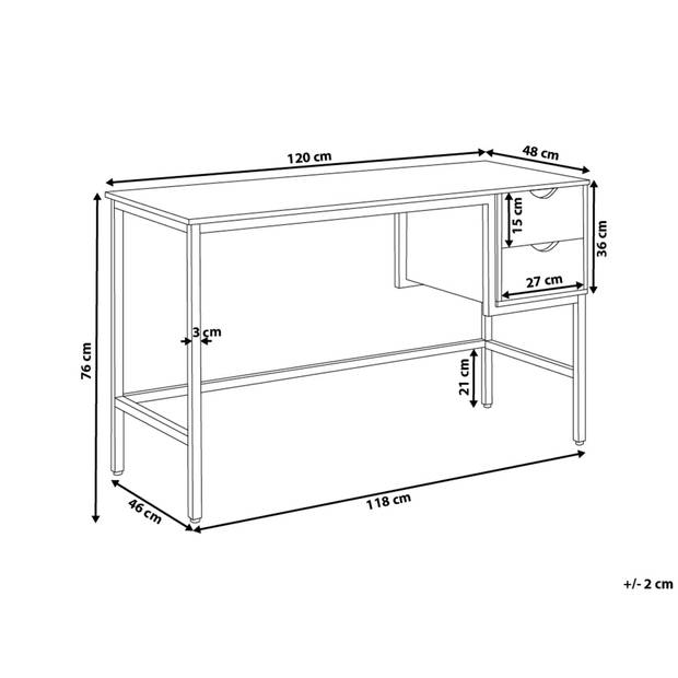 Beliani GRANT - Bureau-Zwart-MDF