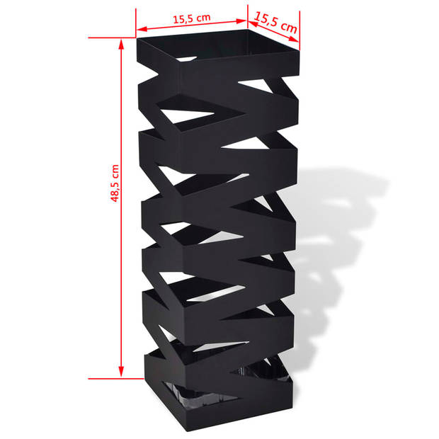 vidaXL Paraplu- en wandelstokhouder vierkant 48,5 cm staal zwart