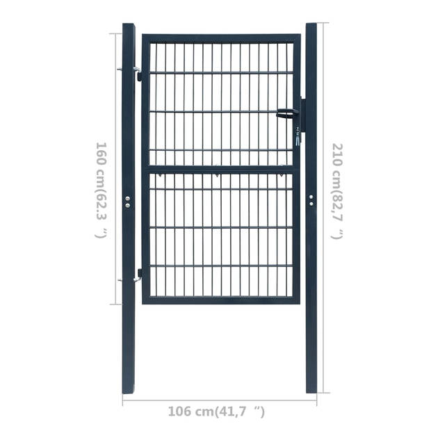 The Living Store Dubbelstaafmat poort - Antracietgrijs - 106 x 130 cm (B x H)