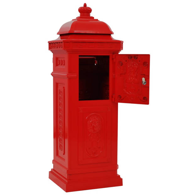 vidaXL Pilaar brievenbus vintage stijl roestbestendig aluminium rood