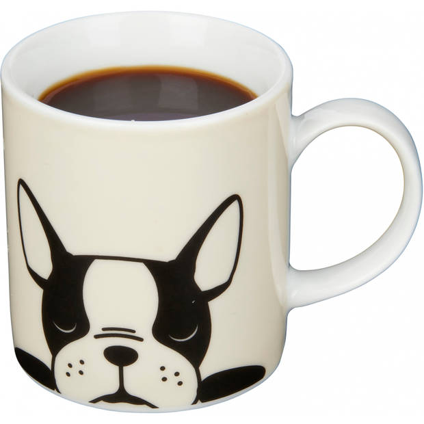 KitchenCraft espressokop Bulldog 80 ml porselein wit/zwart