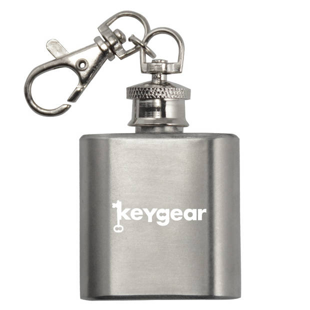 KeyGear sleutelhanger met miniatuurflesje 8 cm zilver