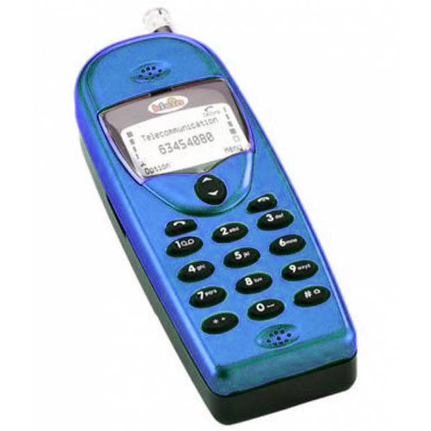 Klein mobiele telefoon met geluid 12 cm blauw