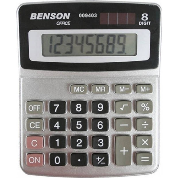 Benson rekenmachine 14 cm grijs