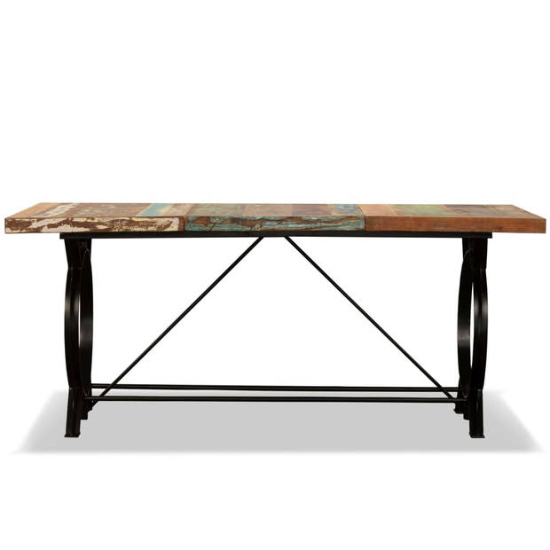 The Living Store Eettafel Vintage - 180 x 90 x 77 cm - Massief gerecycled hout en staal