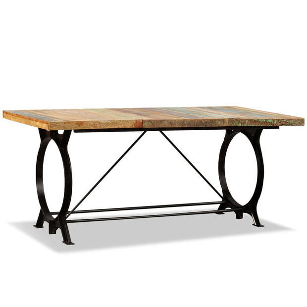 The Living Store Eettafel Vintage - 180 x 90 x 77 cm - Massief gerecycled hout en staal