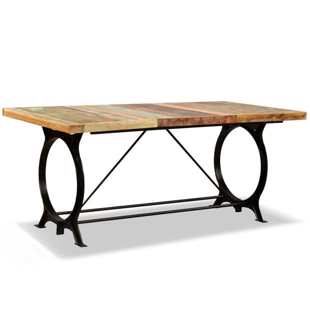 The Living Store Eettafel Vintage - 180 x 90 x 77 cm - Massief gerecycled hout en staal