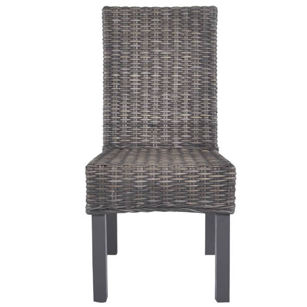 The Living Store Kubu Rattan Eetkamerstoelen - 46x61x93 cm - Bruin-Greywash