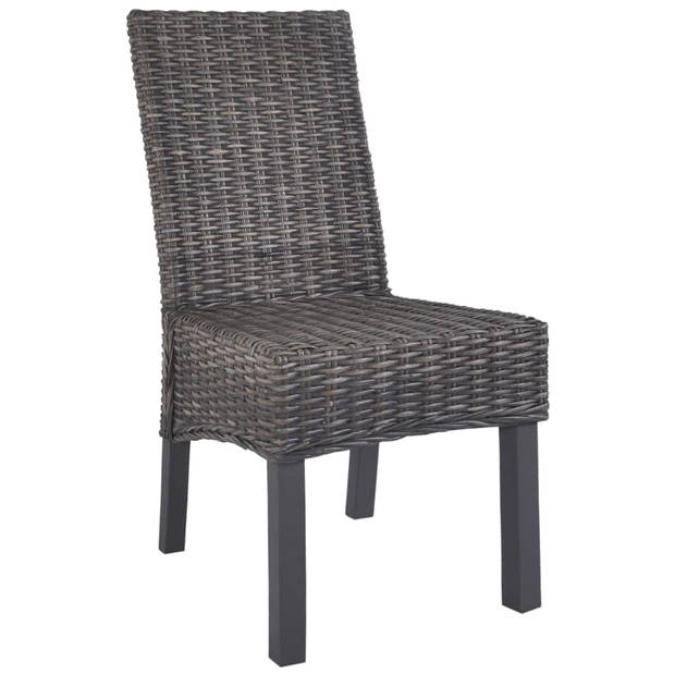 vidaXL Eetkamerstoelen 2 st kubu rattan en mangohout bruin