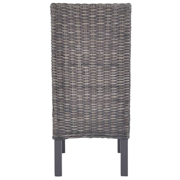 The Living Store Kubu Rattan Eetkamerstoelen - 46x61x93 cm - Bruin-Greywash