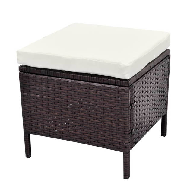 vidaXL 4-delige Loungeset met kussens poly rattan bruin