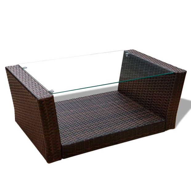 vidaXL 4-delige Loungeset met kussens poly rattan bruin