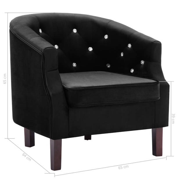 The Living Store Elegante fauteuil Fluwelen bekleding - 65 x 64 x 65 cm - zwart