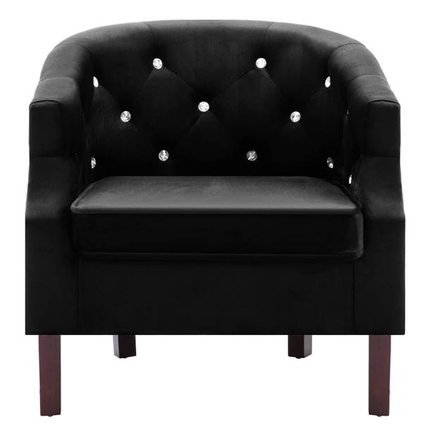 The Living Store Elegante fauteuil Fluwelen bekleding - 65 x 64 x 65 cm - zwart