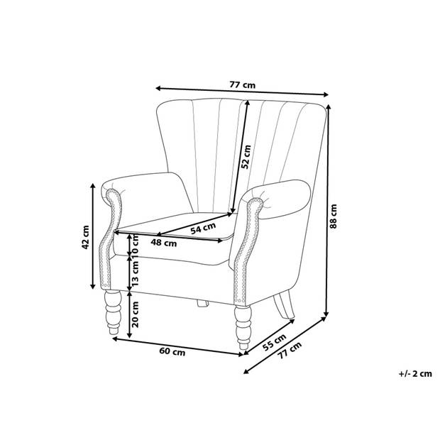 Beliani SVEDALA - Fauteuil-Grijs-Fluweel