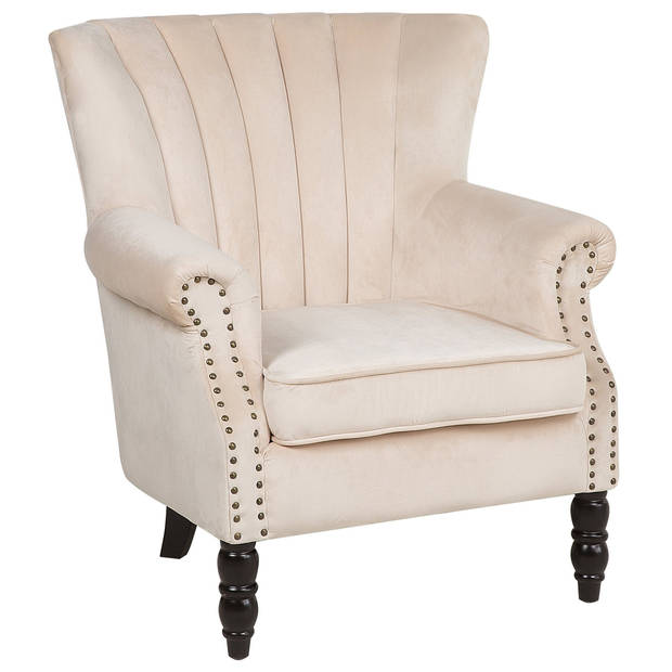 Beliani SVEDALA - Fauteuil-Beige-Fluweel