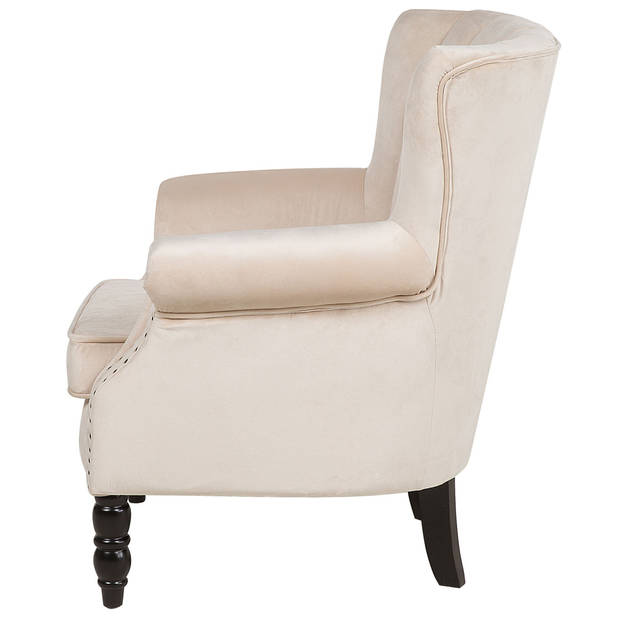 Beliani SVEDALA - Fauteuil-Beige-Fluweel