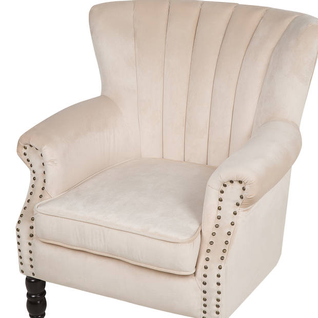 Beliani SVEDALA - Fauteuil-Beige-Fluweel