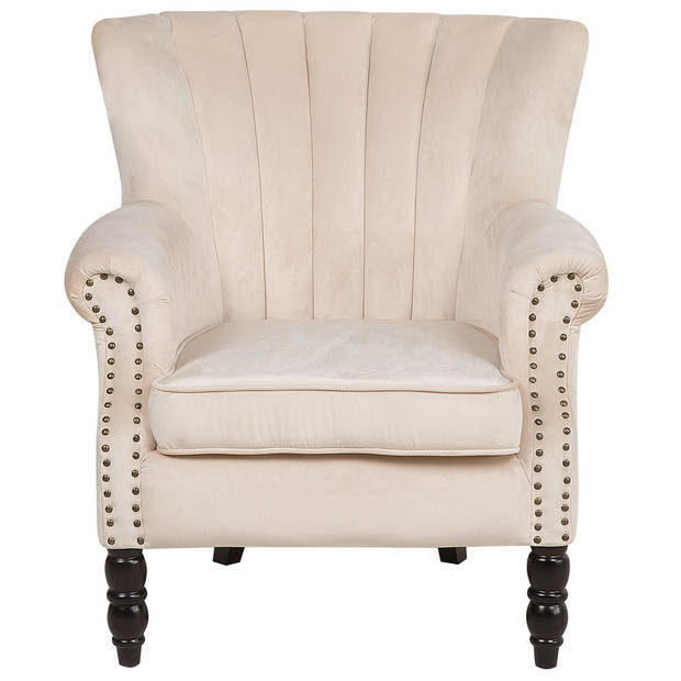 Beliani SVEDALA - Fauteuil-Beige-Fluweel