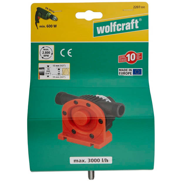 wolfcraft Pomp booraangedreven 3000 l/u S=8 mm 2207000