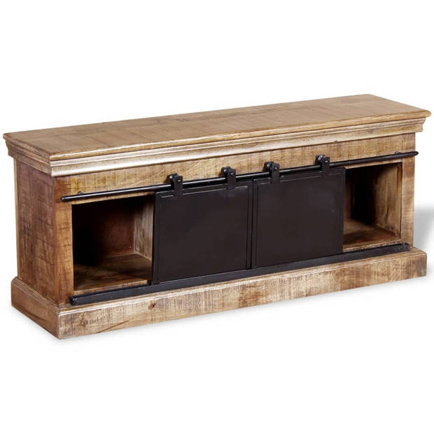 The Living Store TV-meubel Retro - Massief mangohout - 110 x 30 x 45 cm - Handgemaakt en gelakt