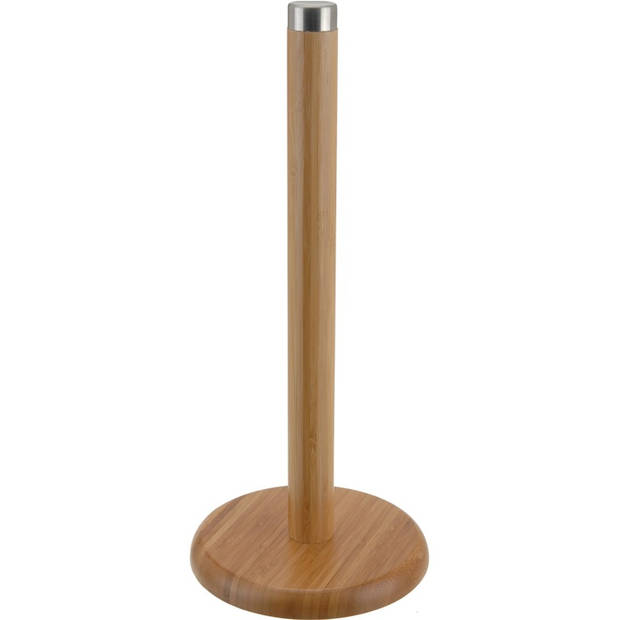 Keukenrolhouder - staand - bamboe hout - D14 x H32 cm - Keukenrolhouders