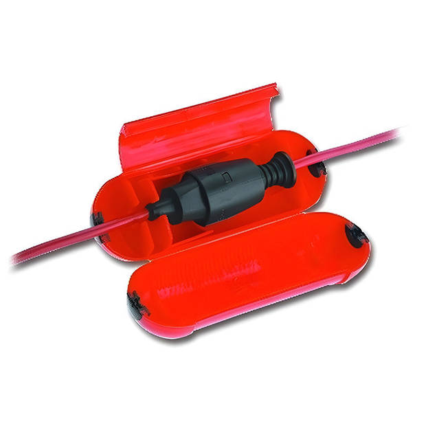 Stekkersafe / veiligheidsbox stekkerverbindingen kunststof rood 21 x 6,5 x 7 cm - Stekkersafe