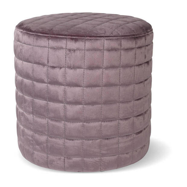 Dutch Decor - ALAIN - Poef rond 40x40 cm - violet paars - Hoogte 40 cm - velvet stof