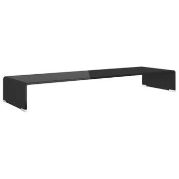 vidaXL TV-meubel/monitorverhoger zwart 100x30x13 cm glas
