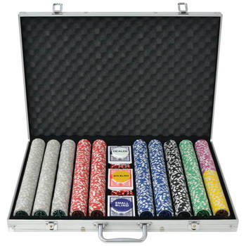 vidaXL Pokerset met 1000 laser chips aluminium