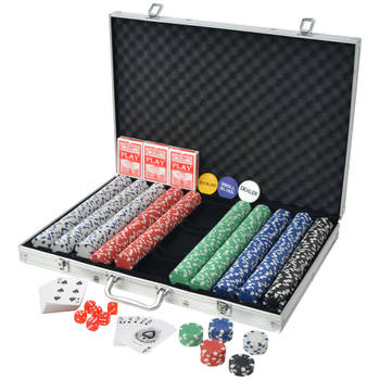The Living Store Poker Set - Casino Dobbelspel - Aluminium Koffer - 53 x 37 x 6.7 cm - Meerkleurig