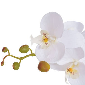 The Living Store Kunst orchidee plant met pot 65 cm wit - Kunstplant
