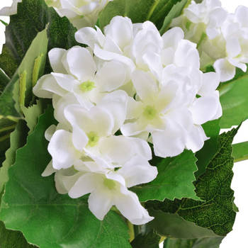 The Living Store Hortensia Kunstplant - 60cm - 51 bladeren - 5 bloemen