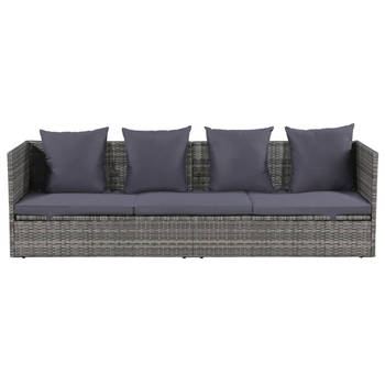 The Living Store - Poly Rattan Tuinbed - Ligbed - 200 x 60 x 58 cm - Grijs - Verstelbaar