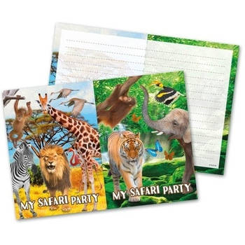 16x Safari/jungle feest thema uitnodigingen 27 cm - Uitnodigingen